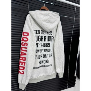Áo Khoác hoodie Zip DSQ Hoạ Tiết Chữ In Cánh tay vs Sau Lưng Dày Dặn Ấm Áp Mùa Đông