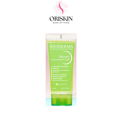 Sample Bioderma Gel rửa mặt làm sạch sâu và giảm mụn Bioderma Sébium Gel moussant actif 8ml