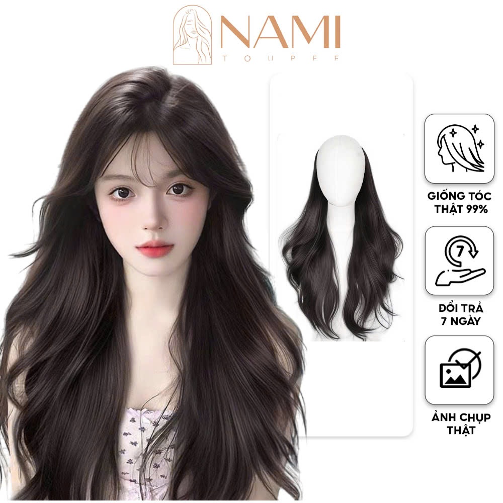 Tóc Giả Kẹp Dải Xoăn, Tóc Xoăn Tỉa Tầng Phong Cách Trẻ Trung Tiểu Thư Dài 50cm NAMI-55