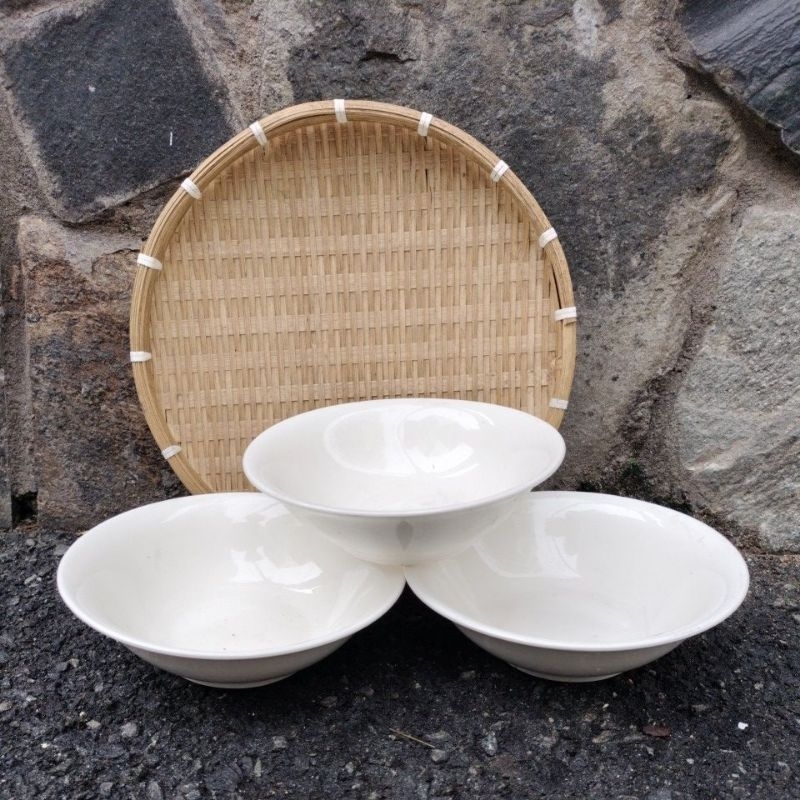 [Gốm sứ] Tô sứ trắng mỏng cao cấp 7inch