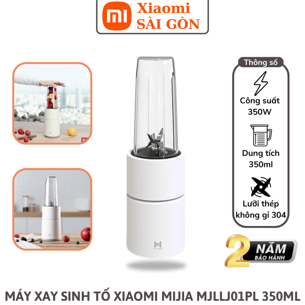Máy Xay Sinh Tố Mini Xiaomi Mijia MJLLJ01PL 350ML - Công Suất 350W - Bản Mới Nhất 2024 - 4 Lưỡi Thép Ko Gỉ - BH 2 Năm