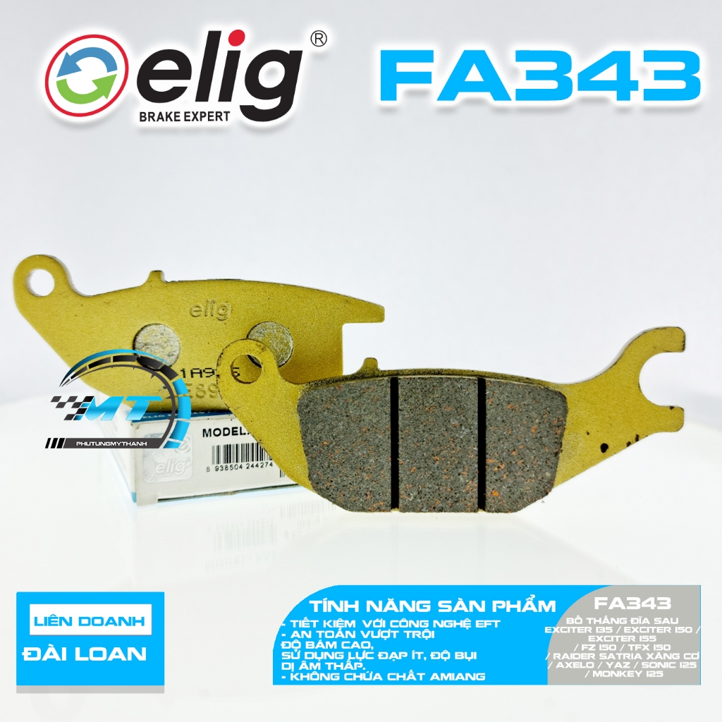 Bố thắng , má phanh dĩa sau Elig Sonic, Exciter 2011 , Fz150