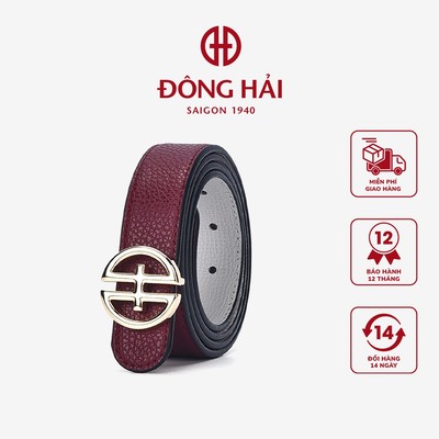 Thắt Lưng Nịt Da Nữ Đông Hải Khóa Logo Kim Loại Đầu Khóa Random Vàng Bóng và Xám - PH04