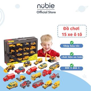 Bộ đồ chơi xe ô tô cho bé, set 15 xe cứu hỏa, xe công trình, xe ô tô cho bé nhựa an toàn cho bé