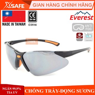 Kính bảo hộ lao động Everest EV304 - Mắt kính đen tráng bạc chống chói lóa, chống bụi, chống cực tím