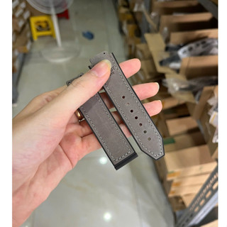 Dây đồng hồ HUBnam case 38mm lót da lộn xám lông chuột Kèm Đồ Thay