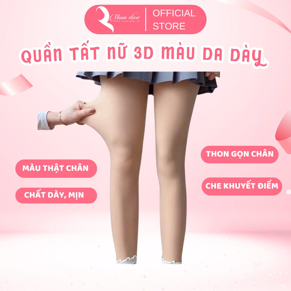 Quần tất nữ 3D màu da dày che khuyết điểm thon chân giữ ấm độ dày 250D cao cấp QT36