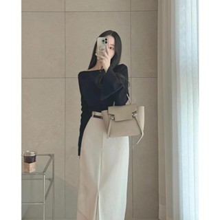 Chân váy Susuclothing suông công sở midi dáng dài 2 lớp có lót trong có túi kèm đai da cv01