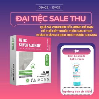 Gạc Cho Vết Thương Nhiễm Trùng HETIS SILVER ALGINATE Thấm Hút Dịch Tốt, kháng Khuẩn, Liền Thương Nhanh