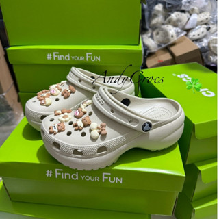 Dép Cross nữ đế cao - Dép Cross Nữ Classic Platform Clog cao mới nhất tặng kèm stickers 3D và charm ngẫu nhiên