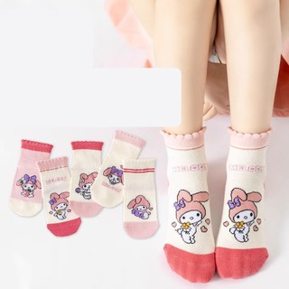 Set Tất lưới cho bé Thu Đông 5 đôi vớ hoạt hình cổ trung bé gái
