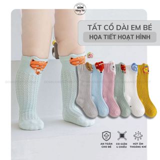 Tất lưới chống muỗi cho bé trai bé gái, vớ cổ cao mẫu hình thú mềm mỏng nhiều màu sắc cho bé từ 0-12 tháng - YIQ-W007