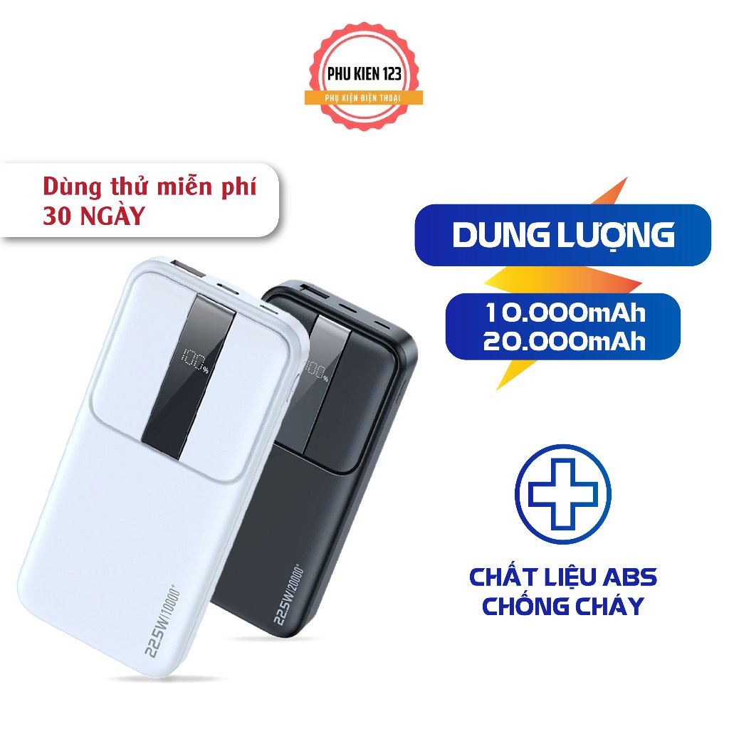 Sạc dự phòng WP301-303 dung lượng pin 10000mah,20000mah hỗ trợ sạc nhanh 22.5w thiết kế nhỏ gọn pin tích điện