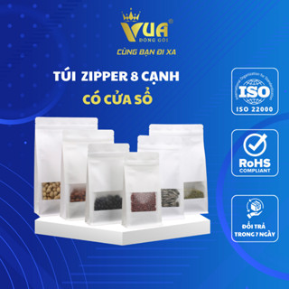 500g Túi Zip 8 Cạnh Trắng Có Cửa Sổ, Túi Zip Giấy Đựng Thực Phẩm, Đủ Kích Thước, Màu Trắng