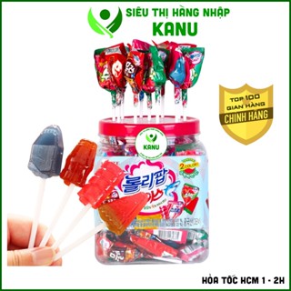   Hộp 60 cái  Kẹo mút Lotte 4 vị trái cây Hàn Quốc kẹo mút cho bé vị dâu dưa hấu cola soda 