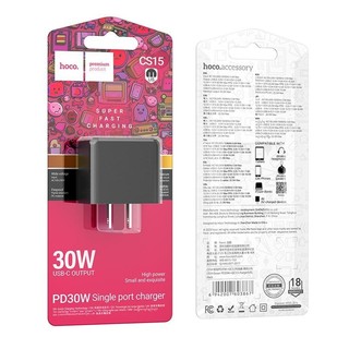 Củ sạc nhanh PD30W Hoco CS15 chân dẹt 1 cổng Type-C chất liệu ABS