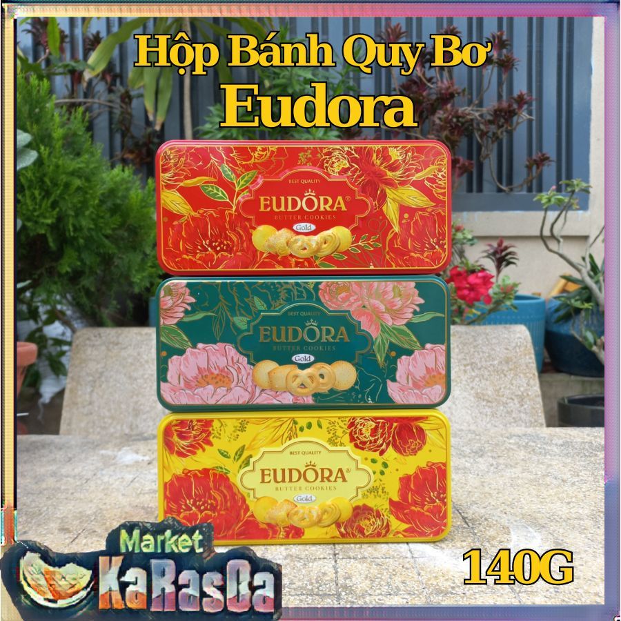 Bánh quy hỗn hợp Eudora Butter Cookies & Assorted Hộp Thiếc Chữ Nhật 140G