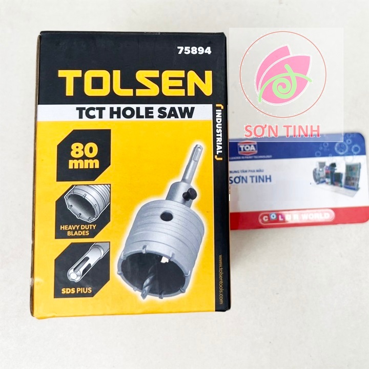 TOLSEN Mũi khoan lỗ khoét lỗ tường bê tông 80mm Hole Saw 75894