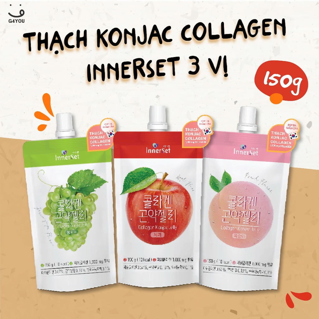 [G4YOU HN] Thạch Uống Konjac Collagen Hỗ Trợ Giảm Cân Chiết Xuất Trái Cây 3 Vị
