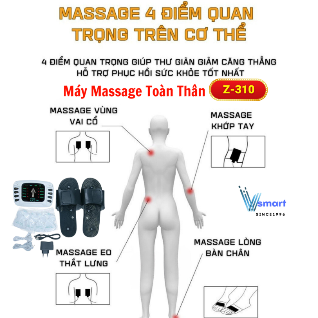 Máy xung điện toàn thân cao cấp YTK 309B, Máy massage xung điện châm cứu giảm đau 8 chế độ massage, 15 cấp cường độ
