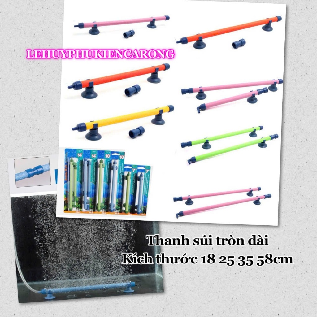 Thanh Sủi Oxy Tròn Dài Nhiều Màu 18/25/35/58cm Cho Hồ Cá – Sủi Mịn Đẹp – KHÔNG KÈM MÁY SỦI & DÂY