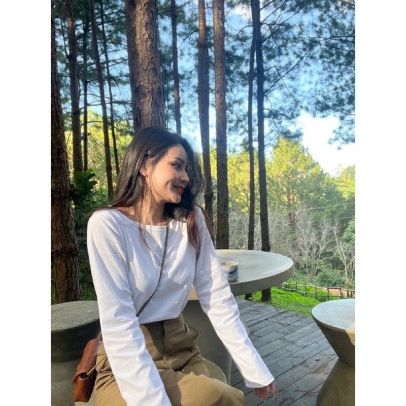 Thanh lý 𝐄𝐬𝐭𝐭𝐞 𝐓𝐨𝐩 - Áo Thun Tay Dài Cổ Ngang nhà Shushi_Clothing