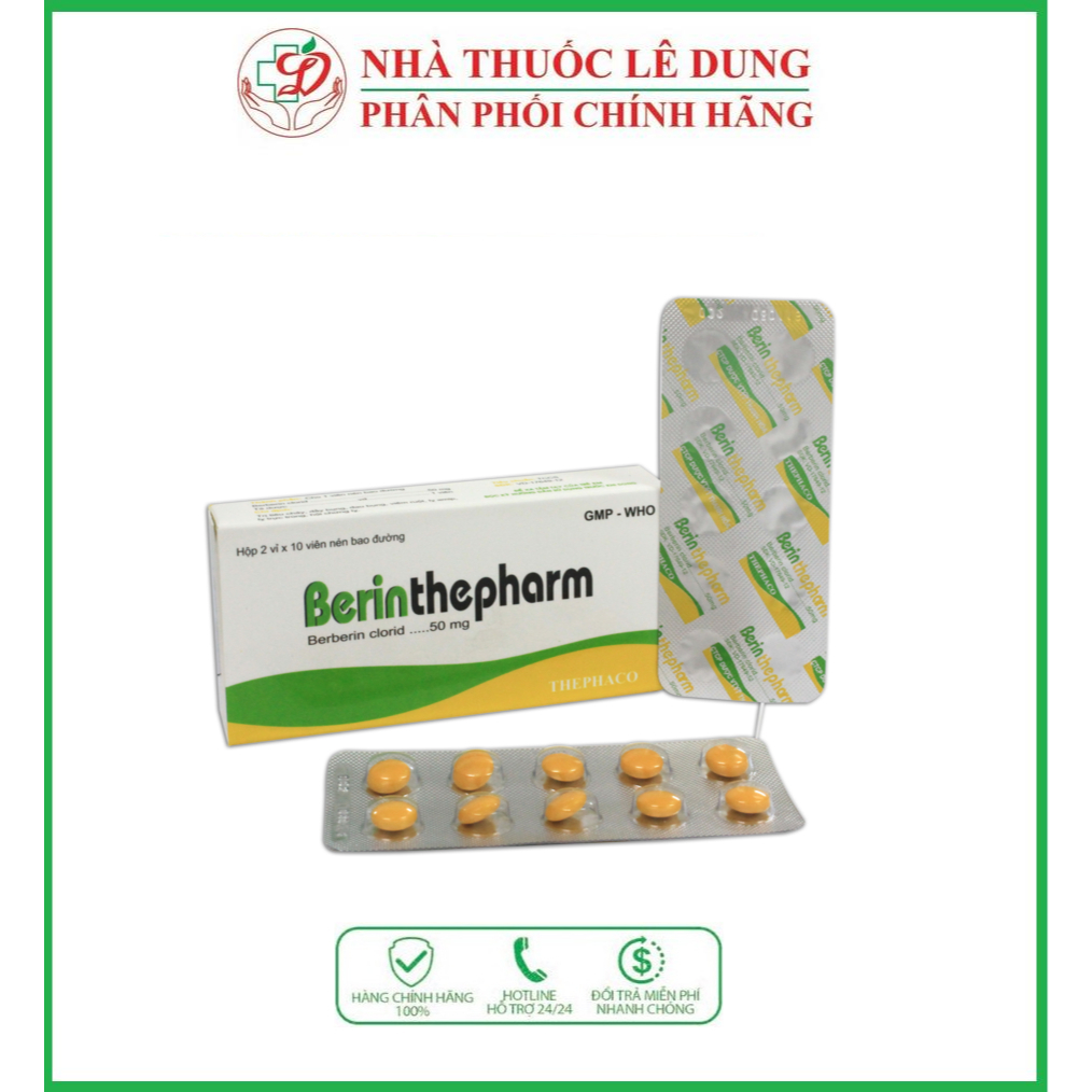 ✅ [Chính Hãng] Berberin Clorid - Hỗ trợ giảm triệu chứng rối loạn tiêu hoá (Hộp 20 viên)