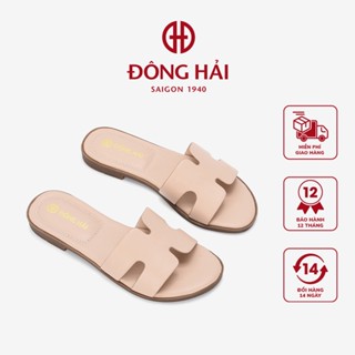 Dép Da Nữ Đông Hải Quai Ngang Basic Chữ H Đế Bệt - D7723