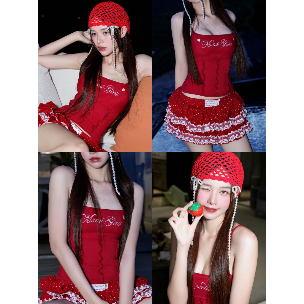 Quần bí nữ giả váy MONÁ phối ren in hoạ tiết chấm bi - MIMI SKIRT | BigBuy360 - bigbuy360.vn