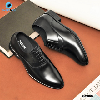Giày tây công sở nam SMARTMEN tăng chiều cao da bò GC-08 Đen