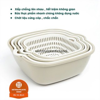 Bộ Thau Rổ Nhựa 2 cái Rửa Rau Hoa Củ Quả Cao Cấp- 3288/3289/3290
