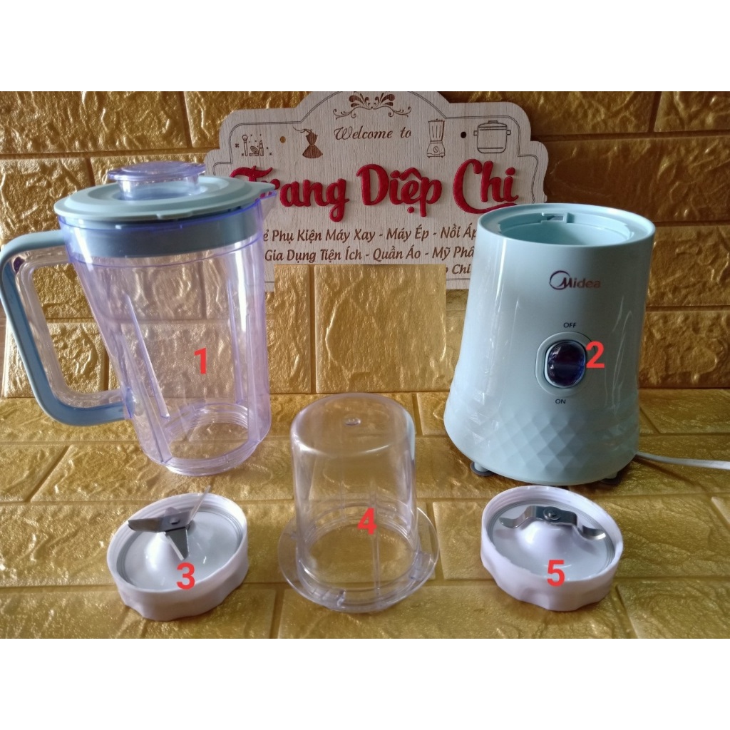 Linh phụ kiện máy xay sinh tố Midea Mj-BL35: nắp sinh tố, cốc xay tiêu - LINH KIỆN THAY THẾ MÁY XAY