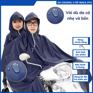 Áo mưa 2 đầu cao cấp siêu lớn vải dù tổ ong  rộng 1.5m Áo đi mưa xe máy 2 người chống thấm tuyệt đối