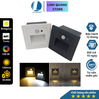 Đèn Led âm tường, âm bậc cầu thang cảm biến chuyển động 85*85mm, lắp được trong nhà và ngoài trời 3w IP65 220V