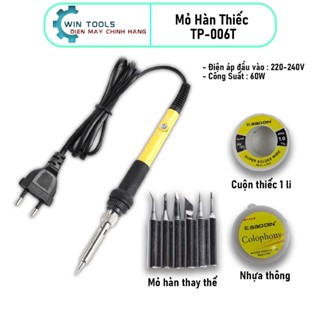  Mỏ hàn thiếc máy hàn chì mini TP006T công suất 60W điện áp 220W điều chỉnh nhiệt độ 200-450 độ C Tặng kèm đầy đủ PK 