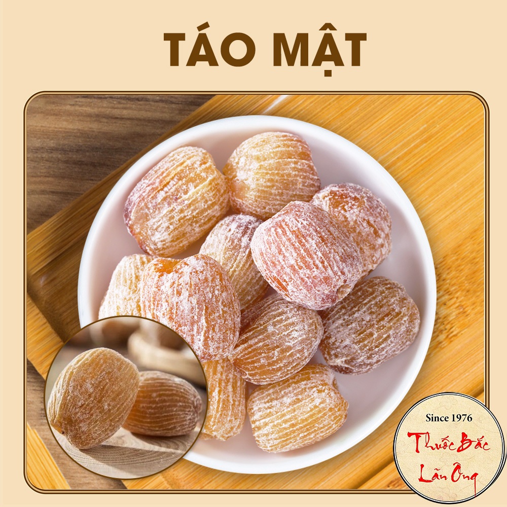 Táo mật khô 100g, quả táo mật to, tẩm đường, dùng pha trà, nấu canh bổ phế, ăn vặt, nấu sữa hạt