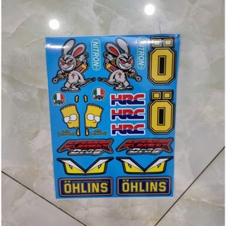 logo thỏ cầm phuộc ohlins xanh trọn bộ 18x25cm dán trang trí xe điện xe máy xe đạp