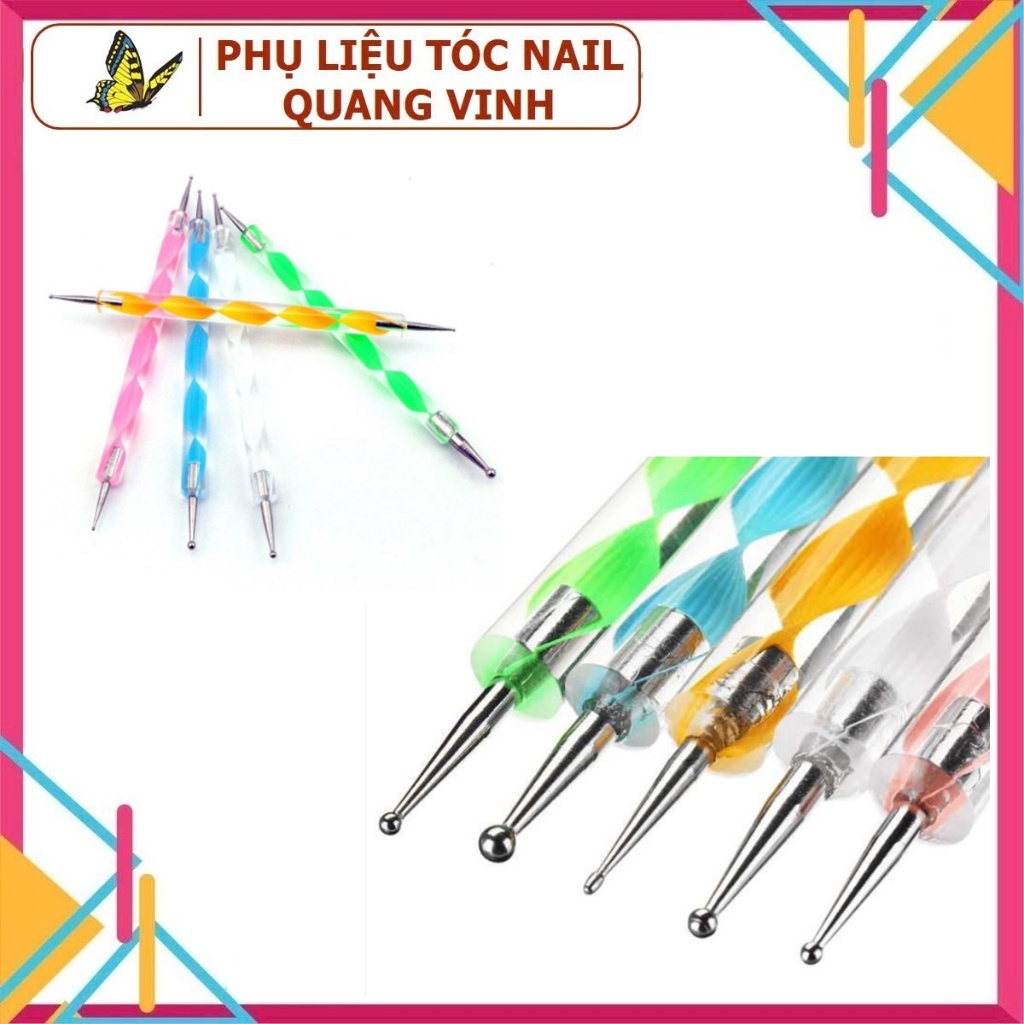 Sét 5 cây chấm bi làm nail cán nhựa