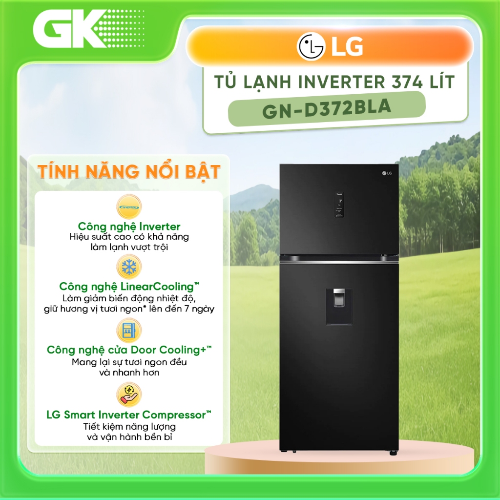 GN-D372BLA - Tủ Lạnh LG Inverter 374L GN-D372BLA ( Làm Lạnh Đa Chiều, Bộ Lọc 5 Lớp Hygiene Fresh+™)