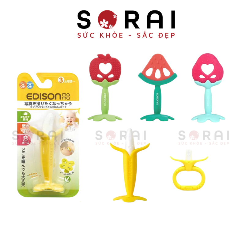 Gặm Nướu Edison Mama Hình Hươu, Chuối, Dâu, Táo, Dưa Hấu Cho Bé Từ 3 Tháng