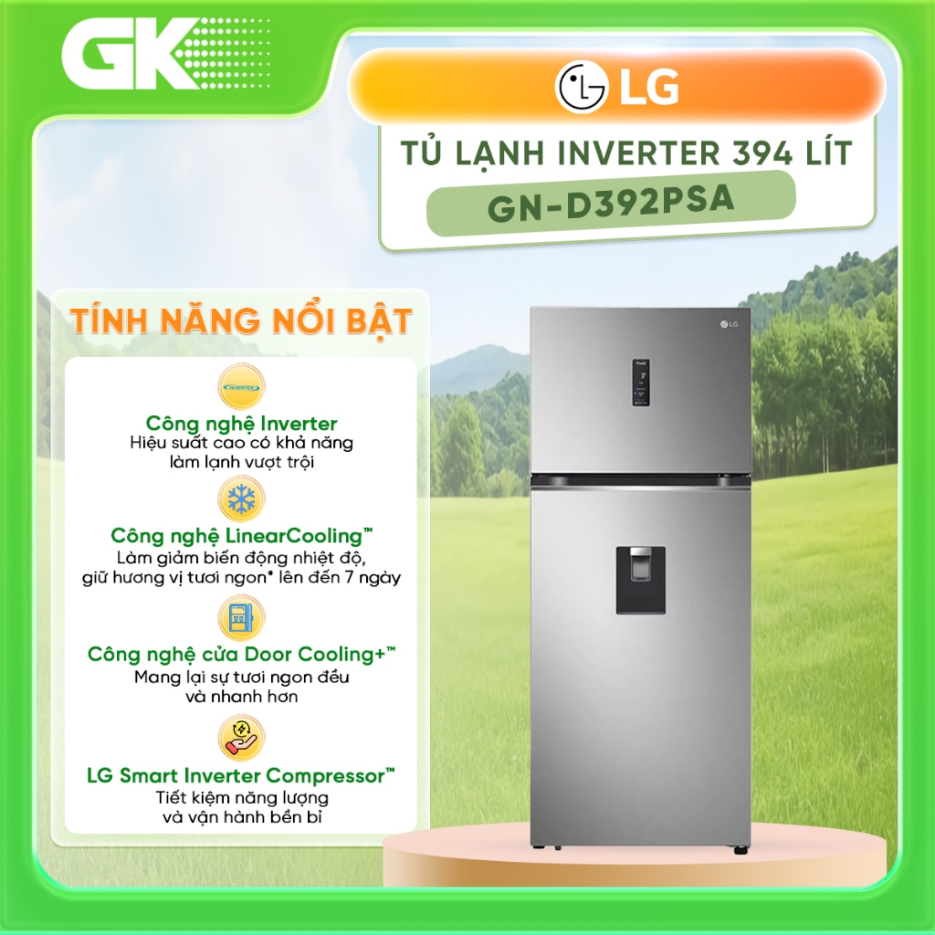 GN-D392PSA --Tủ Lạnh Smart Inverter LG 394 Lít GN-D392PSA