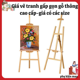 [HÀNG NHẬP KHẨU] Giá vẽ tranh gấp gọn gỗ thông cao cấp-giá vẽ đồ hoạ ,có các cỡ cao 50cm 70cm- 90cm- 1.2m-1,5m- 1.7m