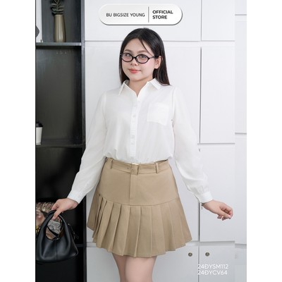 Áo sơ mi may bấu ly nẹp và tay măng séc BIGSIZE (55kg đến 95kg) – 24ĐYSM112 - [BU Bigsize Young]