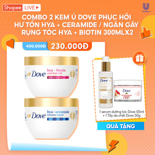 Combo 2 Kem ủ Dove Phục hồi hư tổn Hya + Ceramide / Ngăn gãy rụng tóc Hya + Biotin 300MLx2