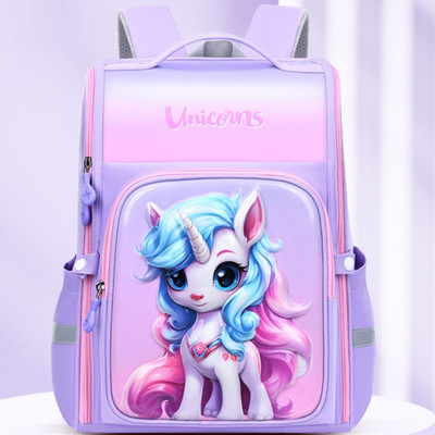 Balo chống gù PHI HÀNH GIA NÀNG TIÊN CÁ DINO PONY dáng hộp 3D cho bé gái và bé trai học sinh tiểu học dễ thương BEE GEE