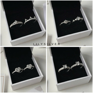 [Link tổng hợp] Nhẫn bạc đôi bạn thân đính đá chất liệu bạc ta - Lily Silver