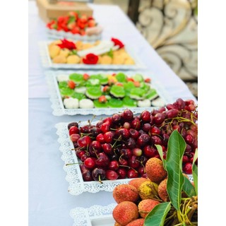 Khay Chữ Nhật Trắng Đựng Đồ Ăn