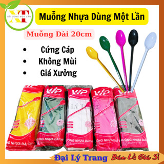 ( SET 1000 ) Muỗng nhựa trà sữa 20CM dùng một lần , thìa nhựa dùng cho ly 700ml , 800ml giá sỉ
