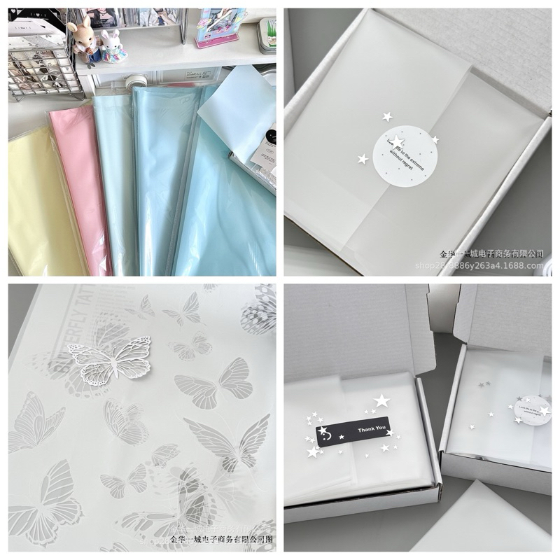 NIKKI HOUSE GIẤY GÓI HÀNG PVC TRẮNG HOẠ TIẾT BUTTERFLY