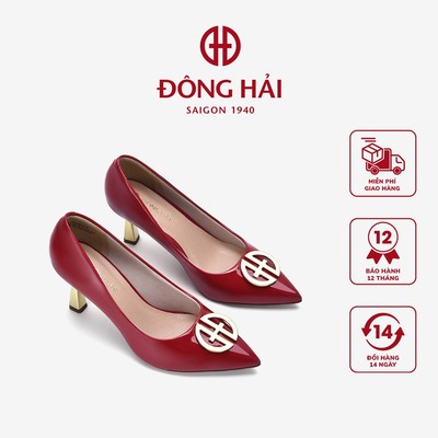Giày cao gót Đông Hải mũi nhọn gót cao 8cm mạ vàng - G81L7